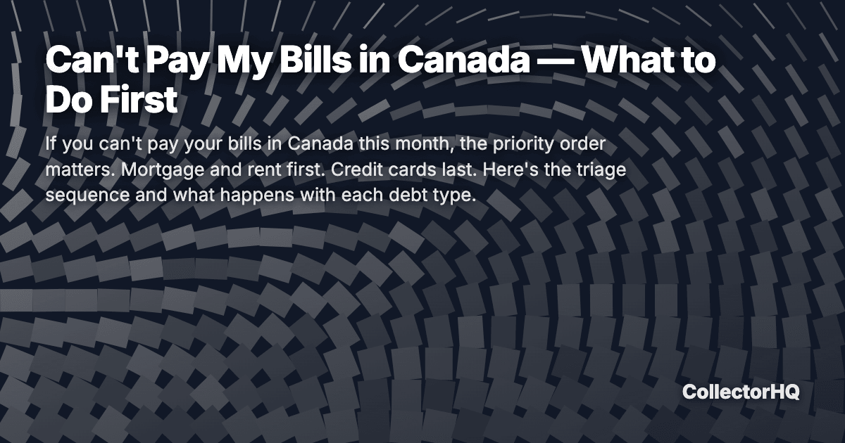 Can't Pay My Bills in Canada — What to Do First