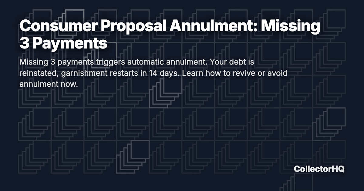 Consumer Proposal Annulment: Missing 3 Payments