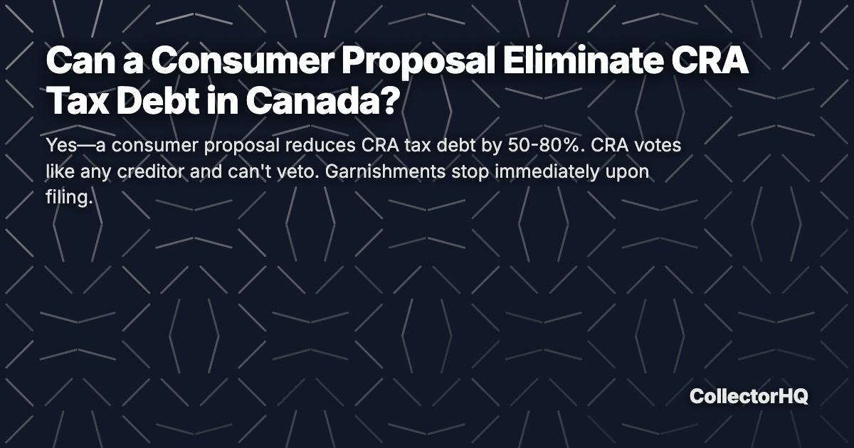 Can a Consumer Proposal Eliminate CRA Tax Debt in Canada?