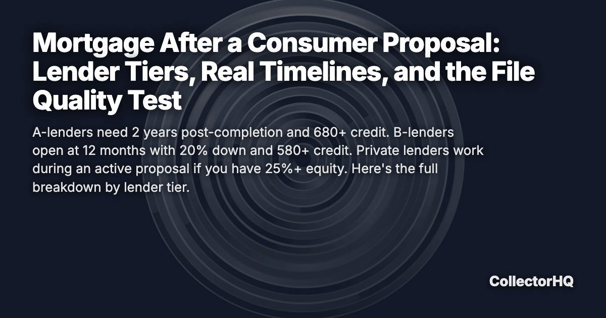 Mortgage After a Consumer Proposal: Lender Tiers, Real Timelines, and the File Quality Test